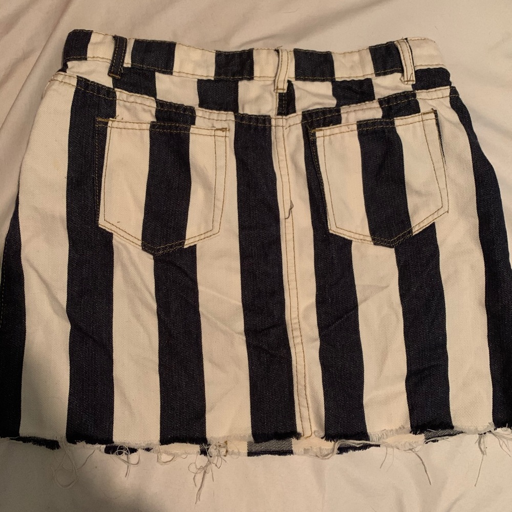 Navy White Striped Skirt